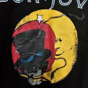 Bon Jovi Graphic Band Tour Short Sleeve Shirt. American Tour 1987 Skeleton Moon